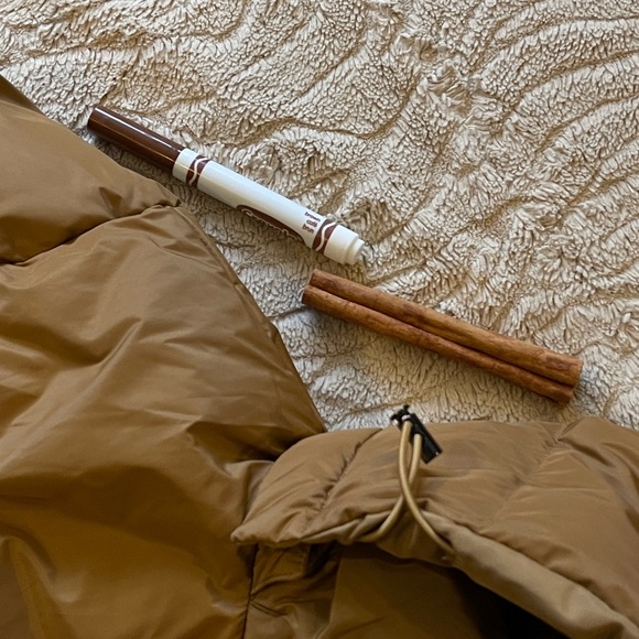 Jenni Kayne Womens S Dark Khaki Puffer Jacket NWT Feather Down Removable Hood - Picture 13 of 13